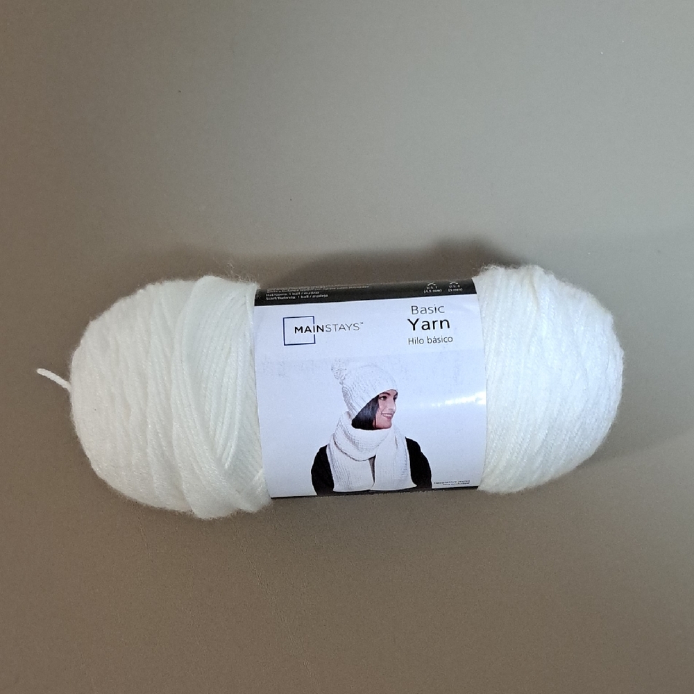 Mainstays Basic Yarn 10001 White Acrylic Yarn